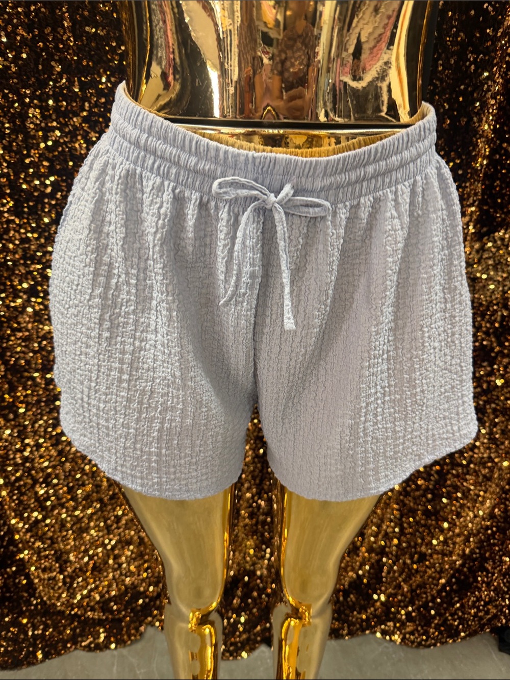 H&M Light Gray Textured Drawstring Shorts